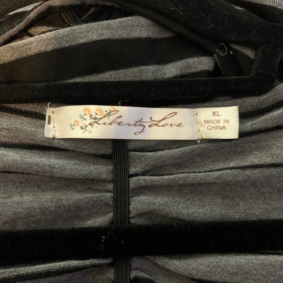 LIBERTY LOVE Black & Grey Stripe Open-Back‎ Maxi Dress - Picture 10 of 12